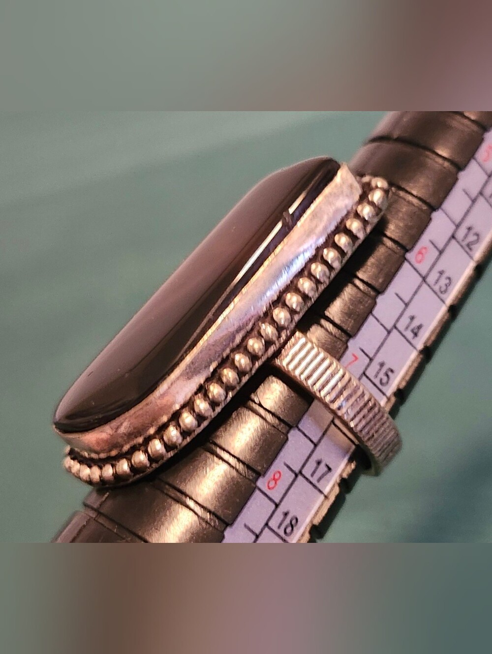 Vintage 925 Sterling Silver & Brown Agate Ring - Picture 6 of 8